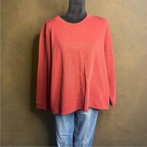 Orvis 100% Cotton Women's Long Sleeve Red Pullover Crewneck Shirt, XL